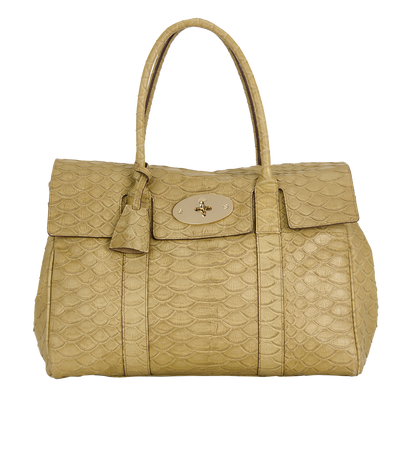 Medium Bayswater Tote, &pound;495, Handbags, Green, Leather, Front view